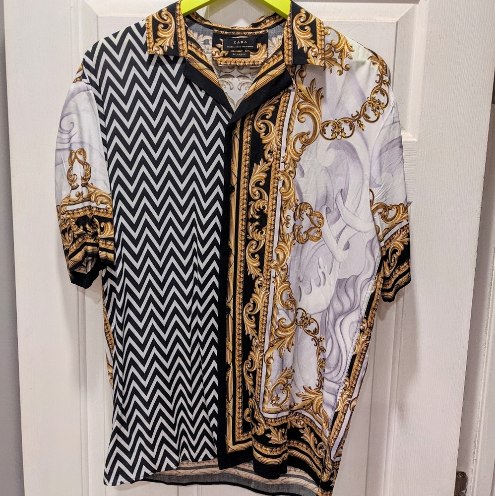 Men's short sleeve multi pattern button down